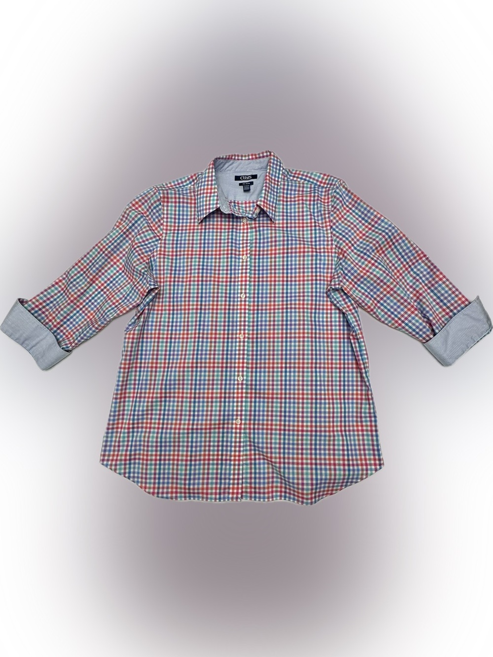 Chaps Women’s Red, Blue & White Check Button-Down Shirt